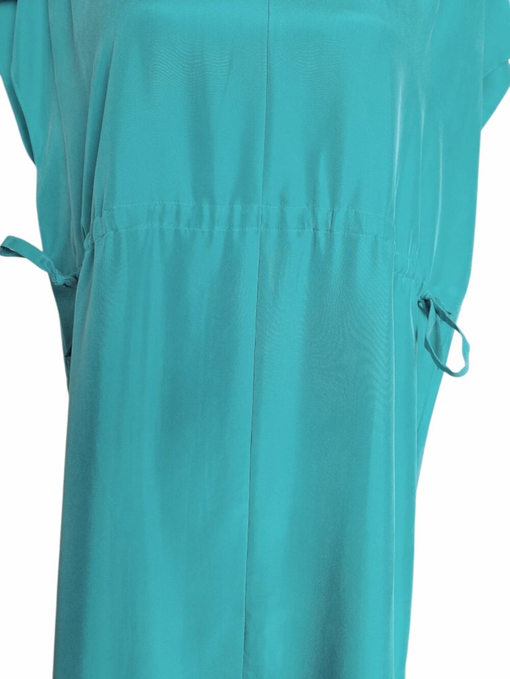 Eileen Fisher Esmerelda Green Washed Silk V-Neck Dress Boxy Fit Women's Size M - Picture 4 of 12